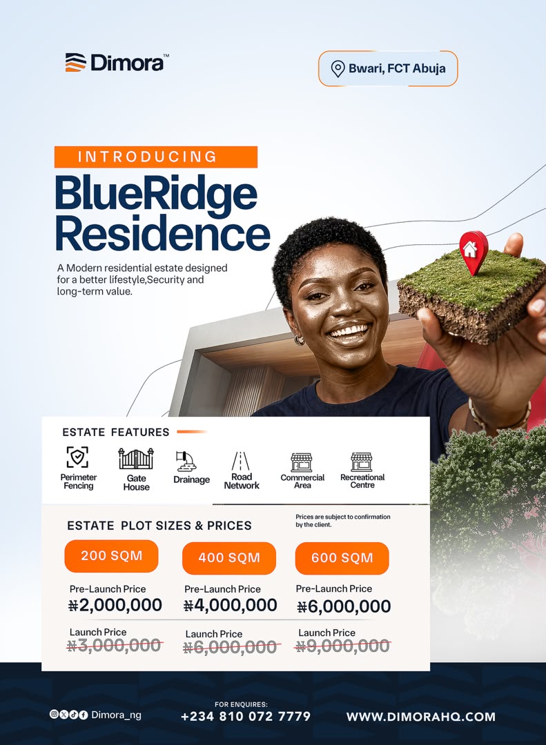 BlueRidge Residence estate features and plot sizes in Bwari